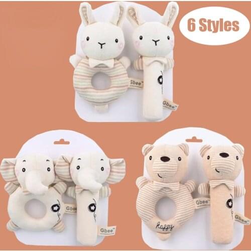 Baby Rattles Soft Cartoon Cute Plush Animal Rattles Toys Child Educational Handbells Soft Toddler Baby Comfort Toys