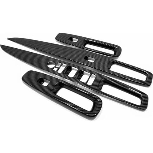 For LHD Hyundai Elantra 2020 2021 Carbon Fibre Window Control Panel Glass Lift Switch Cover Protector Car Styling Accessories