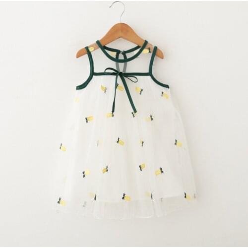 Dulce Amor Girls Dress Elegant Princess Party Dress Summer Sleeveless Pineapple Patches Lace Kids Dresses For Girls Clothing