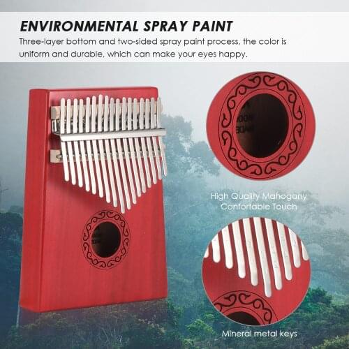 17 Key Kalimba African DIY Wood Red And Green Embryo Thumb Finger Piano Wooden Musical Instruments Sanza Mbira Kalimba Play