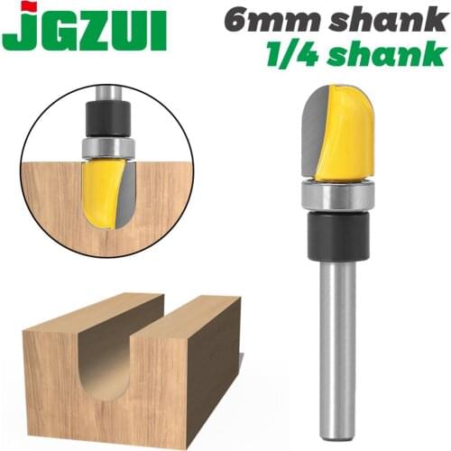 1pc 1/4" ,6mm Shank Round-Nose Plunge Router Bit - Shank Bearing - 1/2"W x 5/8"H For Woodworking Cutting Tool