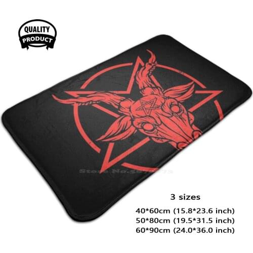 Red Pentagram Baphomet Goat Head I Satanic 3D Soft Non-Slip Mat Rug Carpet Foot Pad Pentagram Satan Satanic Satanic Baphomet