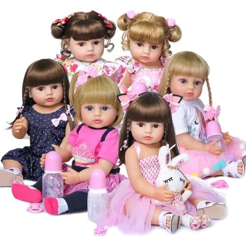 NPK 50CM Full Body Soft Silicone Popular Sweet Face Reborn Toddler Baby Girl Doll Birthday Christmas Gift High Quality Doll