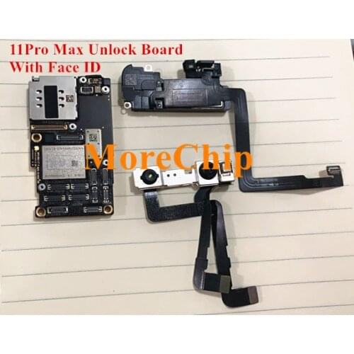 For iPhonee 11Pro Max OK Board Free Unlocked Motherboard With Face Recognition ID Clean iCloud Main Logic Board 100% Working