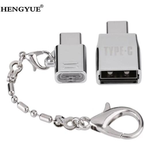 Metal Key chain Type-C Adapter Kits Micro USB To Type C & USB To Type-C OTG Converter Data Sync Charging Adapter For Samsung