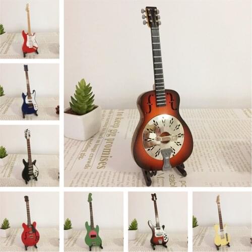 Mini Guitar Miniature Model Electric Guitar Electric Bass Model Miniature Wooden Mini Musical Instrument Model Collection