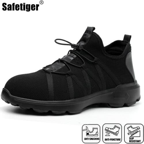 Mens Steel Toe Safety Shoes Summer Breathable Work Shoes Lightweight Anti-smashing Shoes Male Construction Work Mesh Sneakers