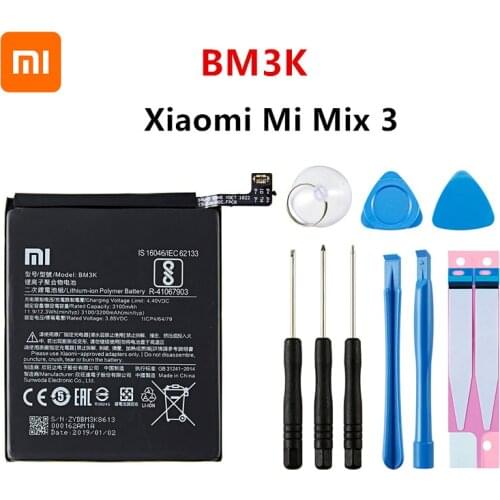 Xiao mi 100% Orginal BM3K 3200mAh Battery For Xiaomi Mi Mix 3 Mix3 BM3K High Quality Phone Replacement Batteries +Tools