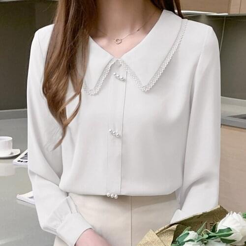Autumn Long Sleeve White Blouse Tops Women Blouse Women Blusas Mujer De Moda 2021 Chiffon Blouse Shirt Women Blouses Blusa D655