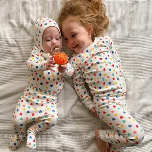 0-3 Years Little Heart Cotton Soft Shirt + Pants 2021 Baby Sets Sleepwear Newborns Girl Baby Clothes For Sleep Bathrobe Children