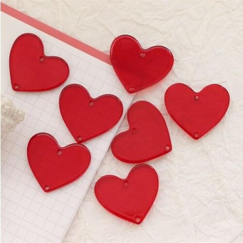 10 Pieces/Lot 26*30mm Red Hearts Shape Acrylic Pendant Earrings Charms DIY Accessories Charms For Jewelry Making