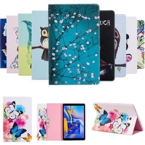 PU Leather painted Stand Case For Samsung Galaxy Tab A A2 2018 10.5 inch T590 T595 T597 SM-T590 SM-T595 Cover Funda Tablet Shell