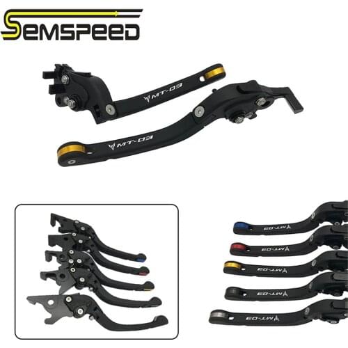 SEMSPEED MT03 LOGO Motorcycle CNC Foldable Only Brake Clutch Handle Levers For YAMAHA MT-03 MT 03 2015 2016 2017 2018 2019 2020