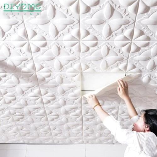 Self-adhesive Roof Wallpaper 3D PVC Waterproof Ceiling Wallpaper Contact Stickers Stereo TV Background Ceiling Decor Paper Decal