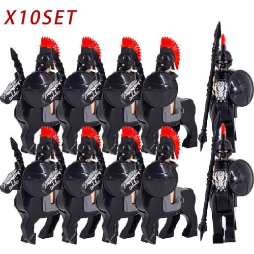 Middle Ages Medieval Roman Crusader Spartan Knight Warriors Warhorse Figures Building Blocks Bricks Castle Toys For Children
