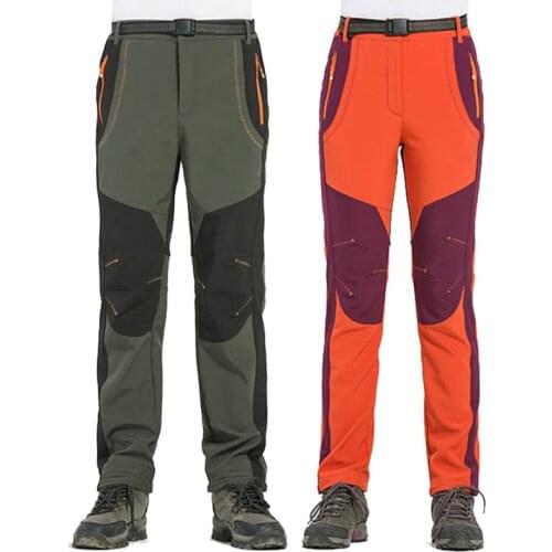 Thick Warm Fleece Soft Shell Pants Women Outdoor Men Waterproof Windproof Hiking Trekking Fishing Camping Climbing Trousers 5XL