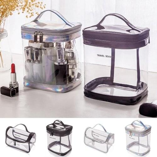 Womens Laser Transparent Makeup Bag PVC Clear Handbag Toiletry Organizer Wash Bag