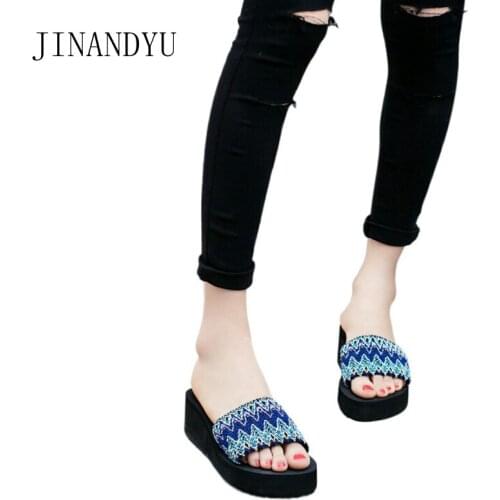 EVA Chunky Slipper Heel 5cm Summer Platform Shoes Women Wedge Sandles Heels New Casuales Beach Shoes for Women Simple Slippers