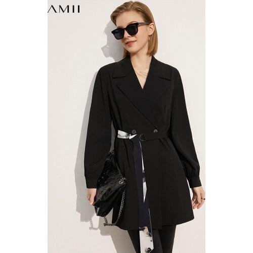 Amii Minimalism Spring New Blazer Women Causal Solid Lapel Bouble Breasted Offical Lady Womens Suit Coat Tops 12170027