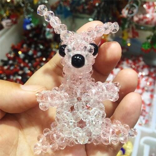 1PCS Handwoven animal kangaroo Austrian crystal key chain hanging bag accessories sparkling Christmas gift beautiful