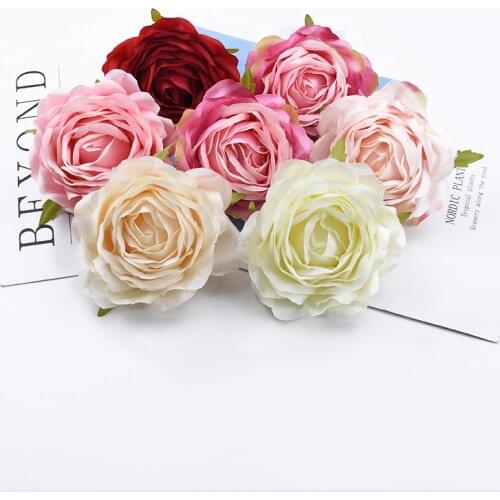 2/5/10 Pieces 8CM Silk roses head wedding decorative flowers wall artificial flowers for home decor bridal accessories clearance
