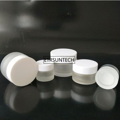 100pcs 5g 10g 20g 30g 50g Glass Cream Jars Cosmetic Packaging with lid plastic caps & inner empty small glass jars F2390