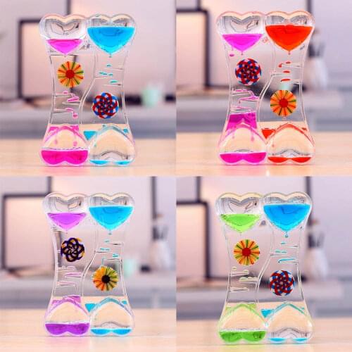 2PCS Funny Double Heart Liquid Motion Timer Bubbler Oil Drop Toys for Kids Adults Gift Relieve Stress Desktop Toys