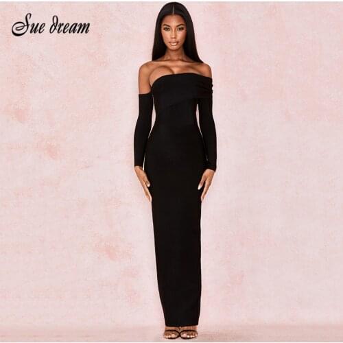 2021 Summer And Summer New WomenS Sexy One-Line Neck Tube Top Long Sleeve Back Slit Bandage Dress Celebrity Party Banquet Dress