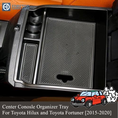 Car Accessories Interior Armrest Storage Box Organizer Case Container Tray For Toyota Hilux SR5 REVO AN120 AN130 Fortuner AN160