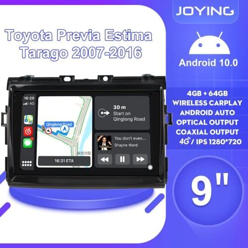 JOYING 9" 1Din Radio Android 10 Car Stereo Multimedia Head Unit Carplay For Toyota Previa Estima Tarago 2007 2016 Steering Wheel