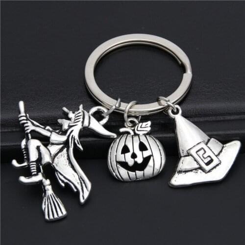FREE SHIPPING BY DHL 100pcs/lot 2019 New Design Metal Pumpkin Wizard Keychains Pumpkin Keyrings Key Holders for Halloween