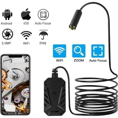 5MP Wifi Auto Focus Wireless Inspection Camera 1920P HD WiFi Endoscope Digital Zoom Borescope 2300mAh Battery For IOS/Android