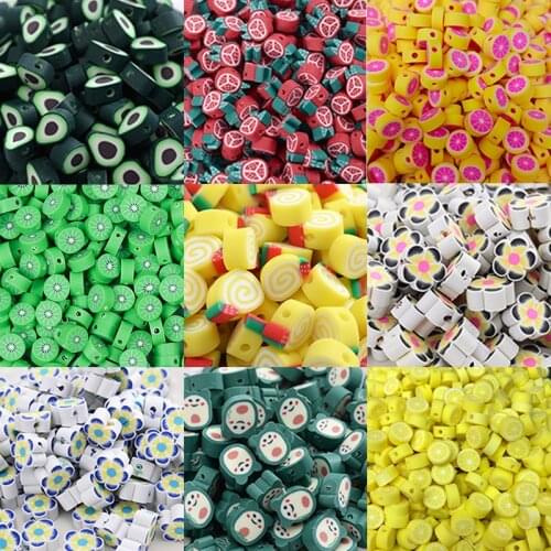 50Pcs/Lot 10mm Mixed Color Fruit Clay Beads 25 Style Polymer Clay Spacer Losse Beads For Jewelry Making DIY Bracelet Necklace