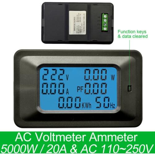 AC220V 20A Digital Voltage Meter Energy Meter LCD 5KW Power Voltmeter Ammeter Current Amps watt meter tester detector indicator