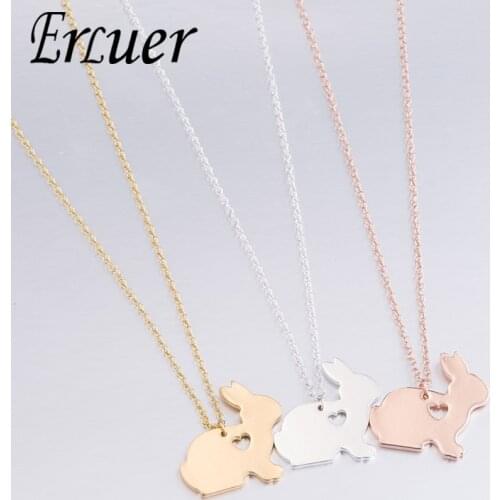 ERLUER New fashion Jewelry necklace chain Exquisite Alloy Hollow Rabbit Pendant Necklace Popular collares for Women Part Gifts