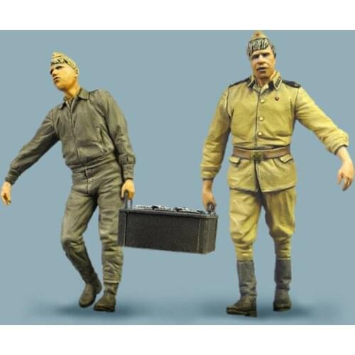 2pcs Unpainted Soviet Soldier Resin Figure 1/35 Scale Model Kit Assembly Models Kit Resin Colorless Self-Assembled Toy No.487