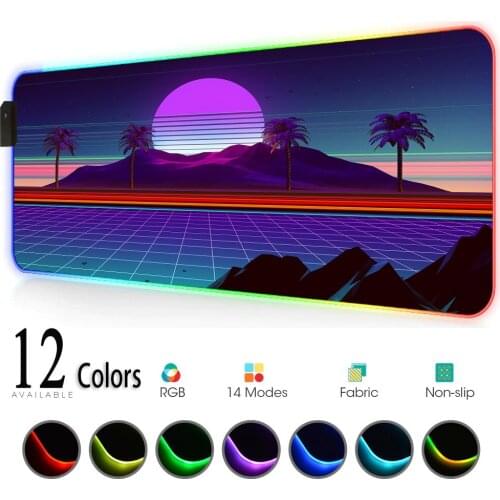 Led Purple Mousepad Rgb Mouse Pad Rgb Led Backlit Keyboard Retrowave/synthwave Led for Gaming Carpet Deskmat Rubber DropShipping