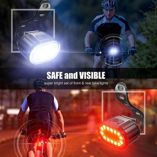 Usb Bike Light Front Rear Rechargeable Lamp, IPX4 Waterproof PC Materials Portable Bike Lights Set For MTB Road Bike Accessories
