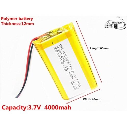 Good Qulity 3.7V,4000mAH,124065 Polymer lithium ion / Li-ion battery for TOY,POWER BANK,GPS,mp3,mp4