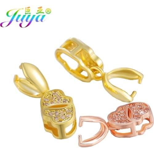 Juya DIY Jewelry Accessories Pinch Clamp Clip Bails Charm Pendant Clasp For Women Crystal Agate Pearls Earrings Necklaces Making