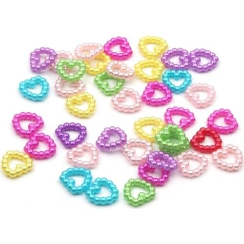 100pcs 12mm Mixed Heart Pearl Decoration Crafts Flatback Cabochon Scrapbooking Embellishments Kawaii Diy Accessories