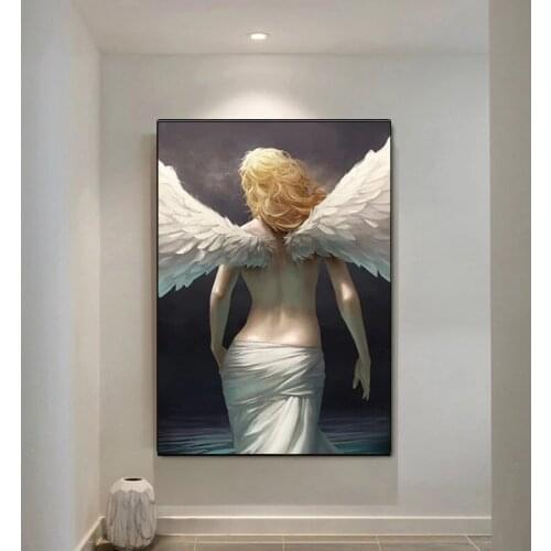 Golden Angel Canvas Painting Art Posters and Prints Wall Print Canvas Pictures Modern Living Room Home Decoration Gifts