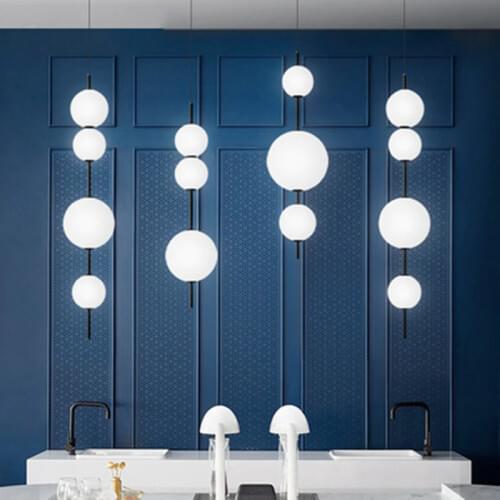 Creative Nordic minimalist restaurant lighting designer personality modern coffee shop bar led glass chandelier