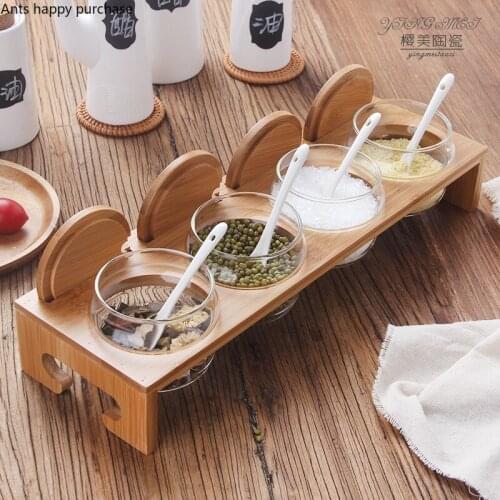 Kitchen Supplies Japanese Style Glass Seasoning Jar Pepper Shaker Household Salt Sugar Bowl Kitchen Storage Utensils Decoration