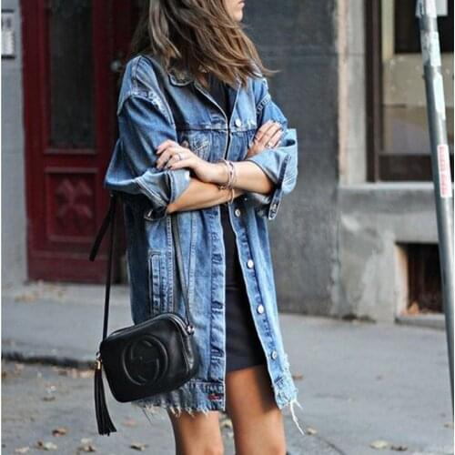 2021 Womens Clothes Hole Denim Jacket Harajuku Loose Jean Jacket Long Sleeve Female Coats Oversized For Female Summer Autumn