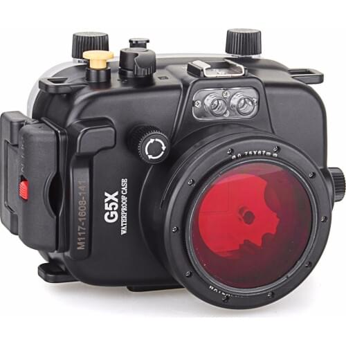 Meikon 40m Underwater Waterproof Camera Housing Case for Canon G5X + 67mm Red Filter