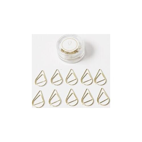 Water drop design mini clip paper clip bookmark office tools packaging box office accessories gold silver black cute paper clips