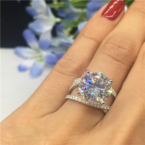 Trendy Luxury 925 Sterling Silver Wedding Rings for Women Unique Round Design Zircon Rings Romantic Bridal Engagement Jewelry