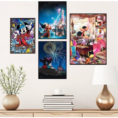 DIY Diamond Painting Cross Stitch Kit Disney Cartoon Mickey Minnie 5D Full Diamond Embroidery Mosaic Rhinestones Decoration Gift