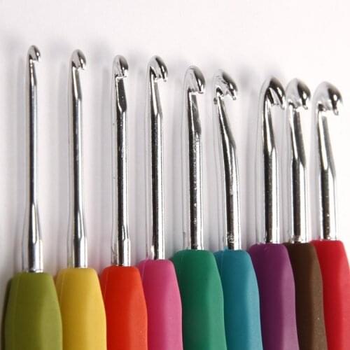 9PCs Mixed Metal Hook Crochet Template Kit TPR Aluminum Knitting Needles For Loom Tool Band DIY Crafts C66